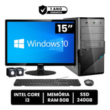 Computador Intel Core I3 8gb Ram Ssd 240gb Monitor Led 15