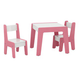Conjunto Mesa Infantil 2 Cadeiras Mdf Branco Rosa Ofertamo