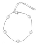 Pulseira Bracelete Feminina Pérola Folheado A Prata 925