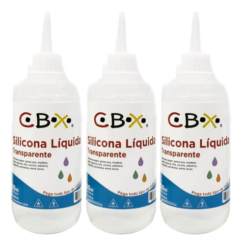 3 Silicona Liquida Transparente 250ml Adhesivo Pegamento Cbx