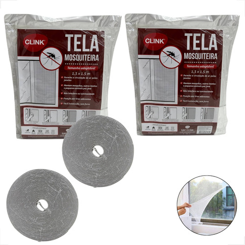 Kit 2 Tela Mosquiteira Janela Velcro Ajustável Anti Insetos