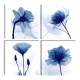 Gran Flor Azul Parpadeante Pinturas Abstractas Modernas...