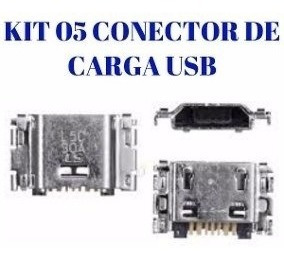  Kit 5 Pçs Conector Carga Usb Samsung J7 Prime J5 J500 J320
