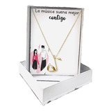 Collar Nota Musical Oro Lam  Regalo Pareja Con Estuche 