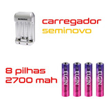 8 Pilhas Elgin 2700mah + Carregador Usado