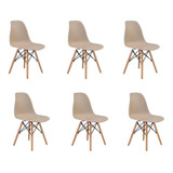 Cadeira De Jantar Elidy Charles Eames Eiffel, Estrutura De Cor  Nude, 6 Unidades