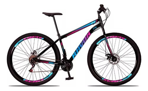 Mountain Bike Ravok 2023 Aro 29 Mountainbike Aço 2023 21v Freios De Disco Mecânico Câmbios Câmbio Dianteiro (imp.) 3v Y Câmbio Traseiro (imp.) 7v Cor Azul/rosa