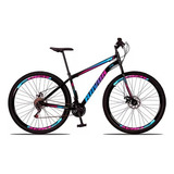 Mountain Bike Ravok 2023 Aro 29 Mountainbike Aço 2023 21v Freios De Disco Mecânico Câmbios Câmbio Dianteiro (imp.) 3v Y Câmbio Traseiro (imp.) 7v Cor Azul/rosa