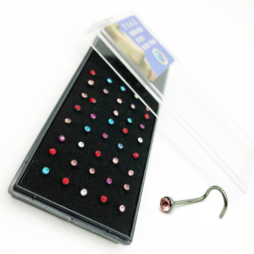 40 Piercing Rulo Cubic Colores Nariz Acero Quirurgico Mayor