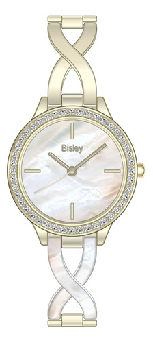 Bisley Reloj De Pulsera De Cadena De Metal Para Mujer, Oro,