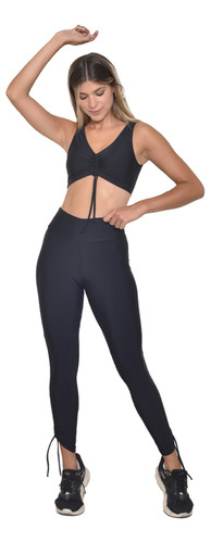 Conjunto Top Y Calza Deportivo Mujer Fitness Pasantes Lycra 