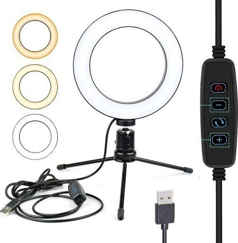 Ring Light Iluminador Luz Led Flash Selfie Makeup Tripé Mesa