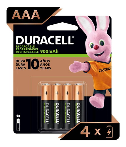 Pack 4 Pilas Aaa Recargables Duracell 900mah / Tecnofactory