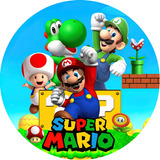 Painel Redondo Super Mario Bros Sublimado Festa 1,50 X 1,50*