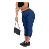 Calça Cargo Jeans Plus Size Feminino Moda Blogueira Top 