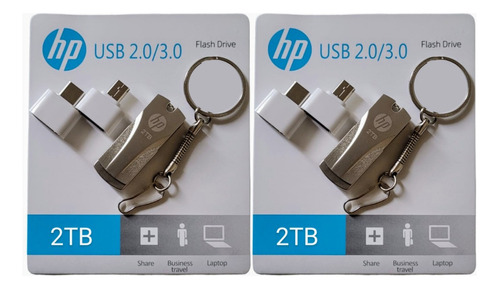 Kit 2 Unidades Pen Drive Hp 2tb Usb-c 3.0 Flash Metal 