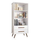  Qmovi 395/5 Color Blanco  Librería Retro Con 2 Cajones Y 2 Estantes