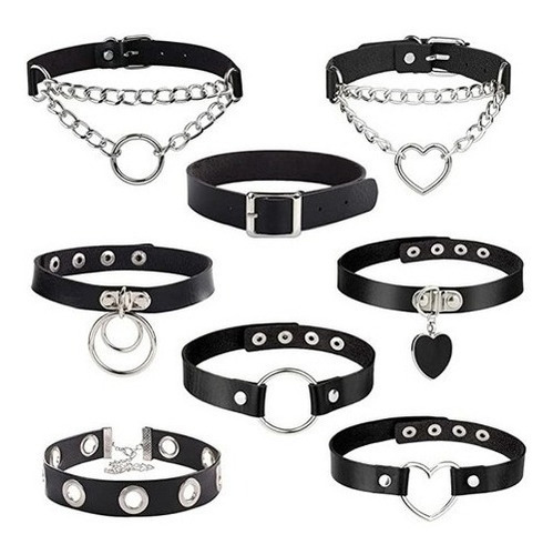 Gargantilla Punk Gotico Cuero Sintetico Collar Choker Metal