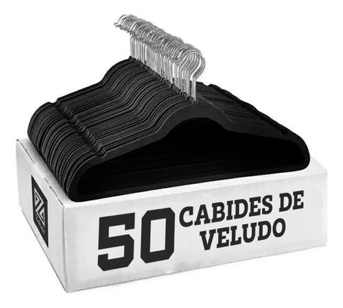 Kit 50 Cabides Veludo De Roupa Antideslizante Slim Adulto