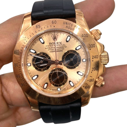 Relógio Automático Masculino Rolex Daytona Em Tom Dourado Es