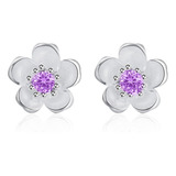 Aretes Pendientes Flor De Cerezo Plata Mujer Regalo Joyas