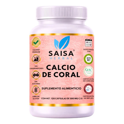 Calcio de Coral 100% Puro | 120 Cápsulas | Salud Ósea, Dientes Fuertes y Absorción Óptima | Saisa Herbal | Meses sin interés