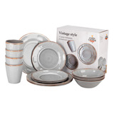 Juego De Vajilla De Loza Melamina Set 16 Piezas Platos/tazas