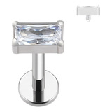 Labret 16g De Titanio Con Top Zirconia Baguete Biselado