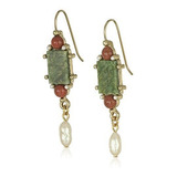 1928 Jewelry Aretes Colgantes De Rectángulo Verde Aventurina