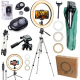 Kit Youtuber Tripé 1,30m + Luz Iluminador Ring Light Celular