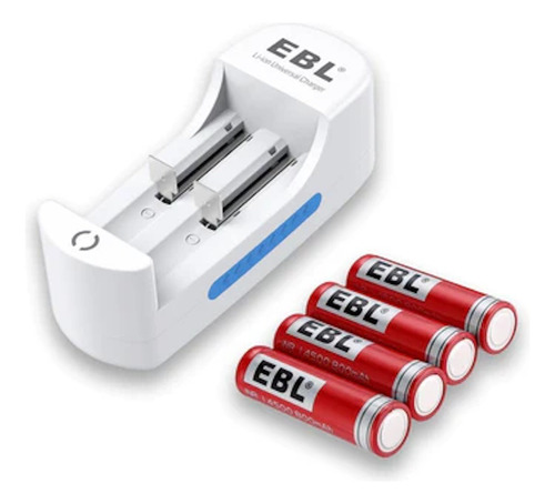 Combo Ebl 4 Pilas 14500 Litio 3,7v 800mah Con Cargador