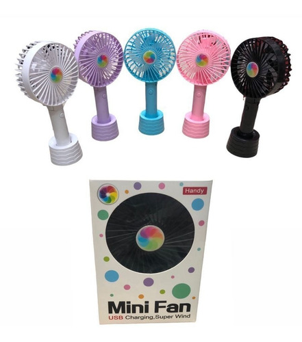 Mini Ventilador Personal Recargable Con Base 