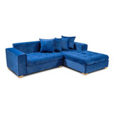 Sofa Esquinero Alaska Azul Tela Extra Suave Kaiu Home
