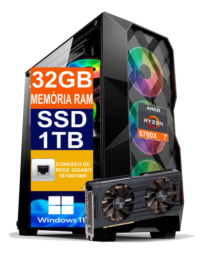 Pc Ryzen 7 5700x Ssd 1tb, 32gb, Rtx3060 12gb, Water Cooler