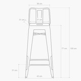 Taburete Alto 76 Tolix C/resp Negro Form