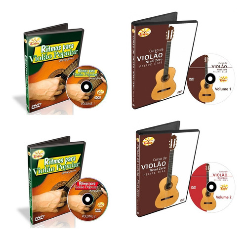 Curso De Violão Popular Para Iniciantes 4 Dvds-original-edon