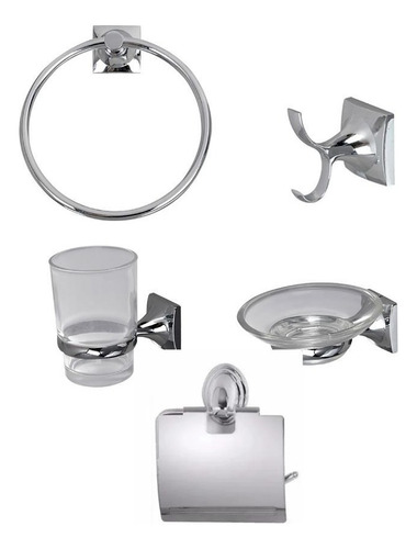 Set Kit Juego Accesorios Para Baño 5 Piezas Acero Inoxidable