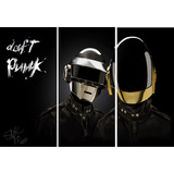 Cuadro Tríptico Decorativo Moderno Daft Punk 