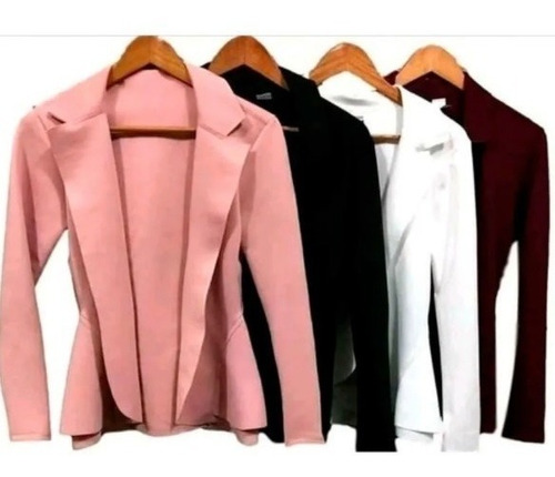 5pç Blazer Feminino Neoprene Cortado A Laser Terninho Casaco