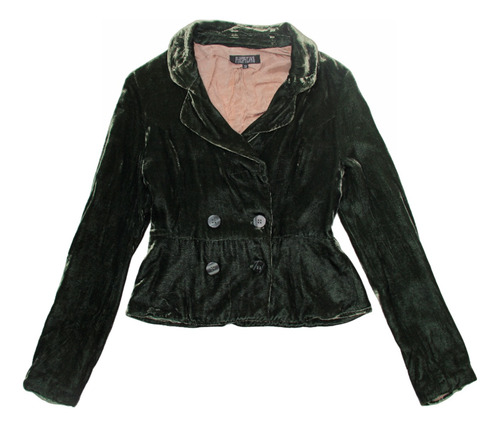 Blazer Feminino Curto De Veludo Verde Perspectiva 38