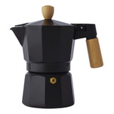 Cafetera Italiana Moka 3 Tazas Aluminio Mango Madera