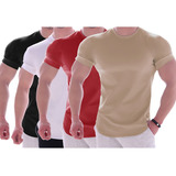 4 Playeras Manga Corta Gym Hombre Caballero Cuello Redondo