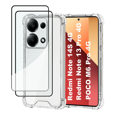 Ustiya 2x Mica Funda Para Redmi Note 14s/poco M6 Pro 4g/redmi Note 13 Pro 4g Case Cristal Templado Transparente Carcasa