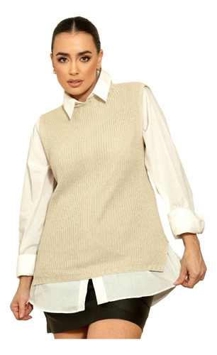Colete Pulôver Blusa Feminino Trico Lã Trança Ótima Qualidad