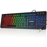 Teclado Gamer Slim Chocolate Silencioso Rgb Usb Pc Vídeogame