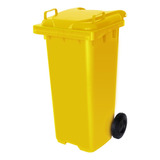 Lixeira Grande Conteiner Plastico 120 Litros Cor Amarelo