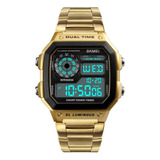 Relógio Masculino Skmei 1335 Digital Quadrado Led Dourado