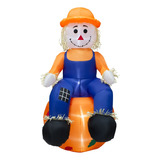 Inflable Halloween Espantapajaros Sentado Con Luz 1.50mts