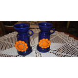 Antiguo Par De Vasos Chop Ceramica Impecables N419