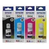 Kit 4 Tintas 504 Originales Para Epson L6171 L6191 L4150